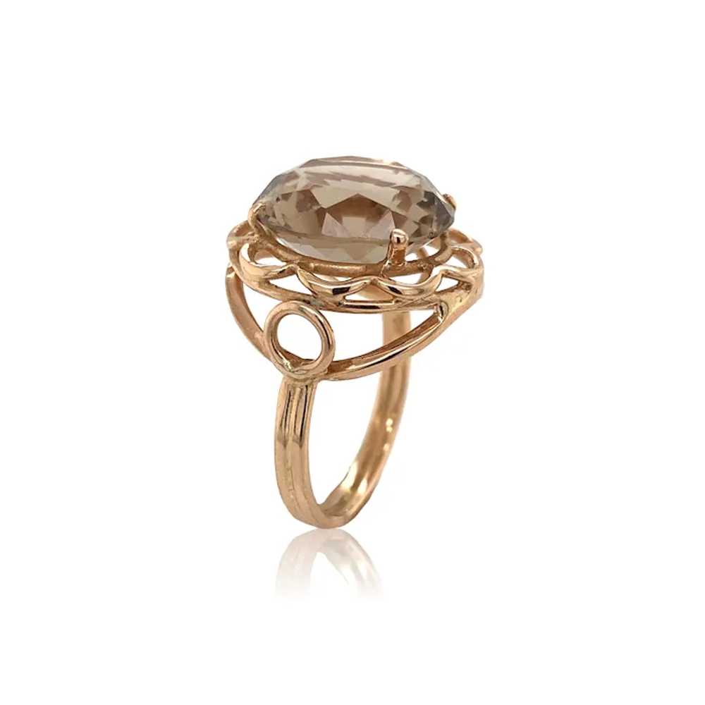 18K & 14K Rose Gold Hand Wrought Smoky Quartz Ring - image 3