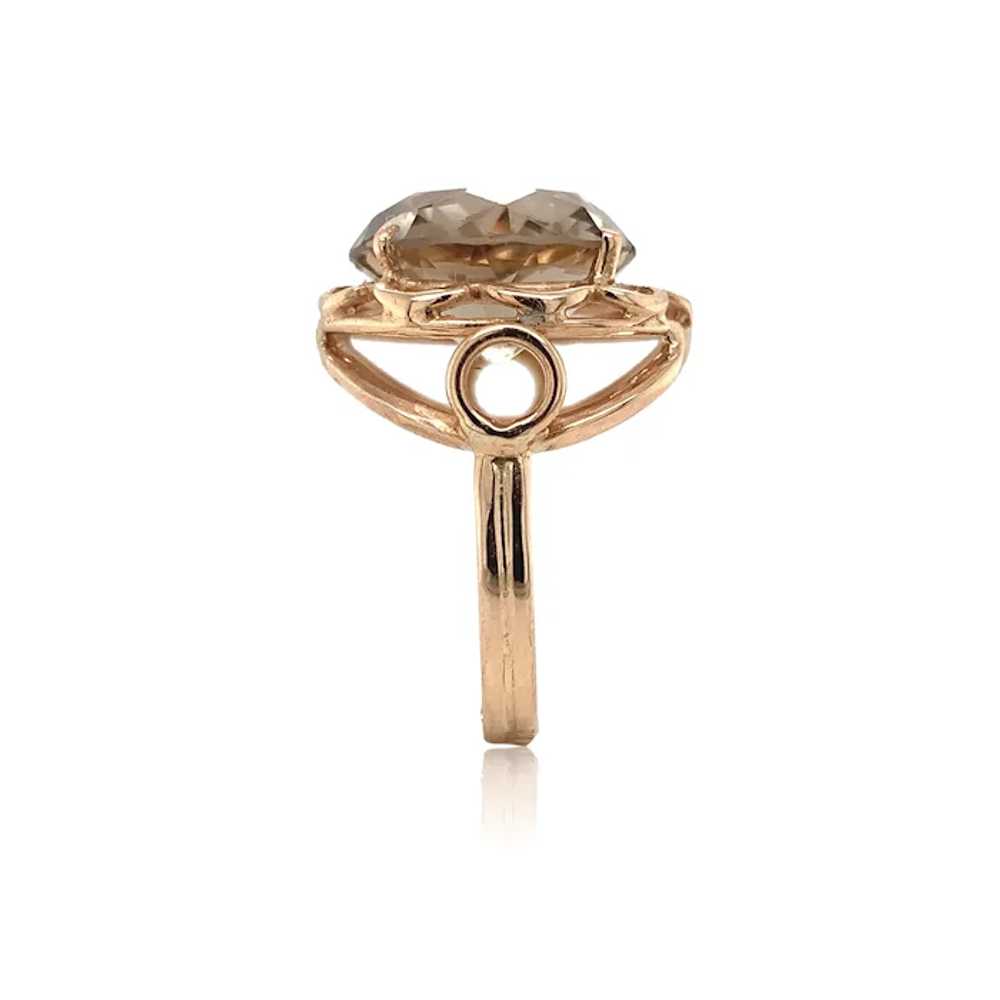 18K & 14K Rose Gold Hand Wrought Smoky Quartz Ring - image 4