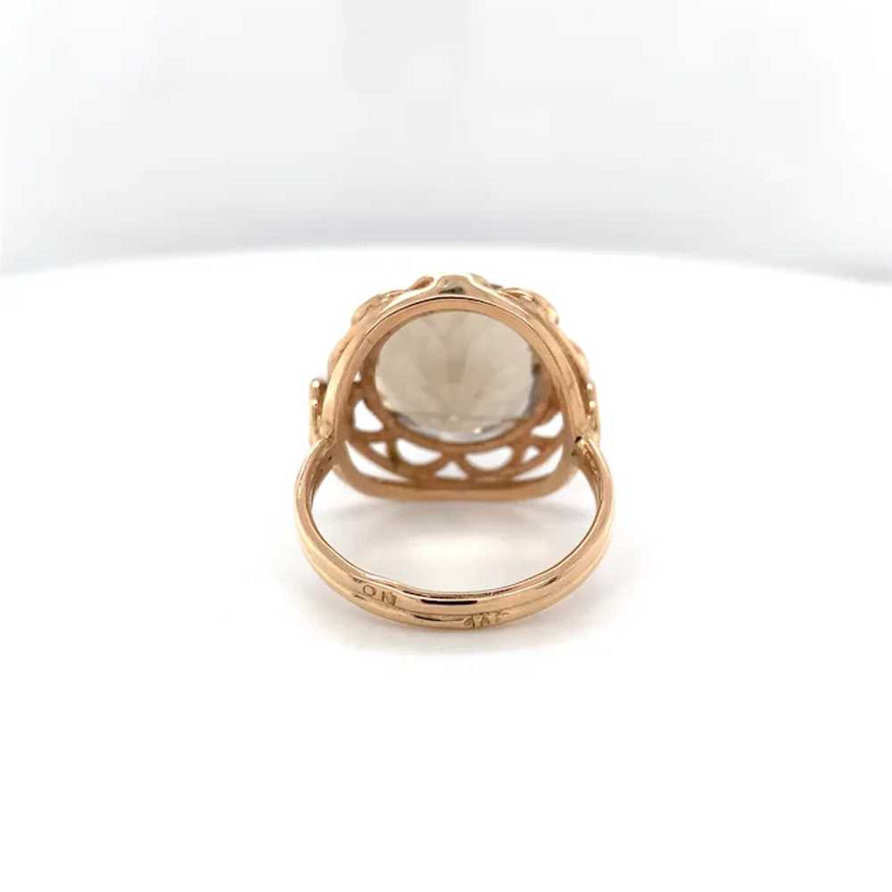 18K & 14K Rose Gold Hand Wrought Smoky Quartz Ring - image 5