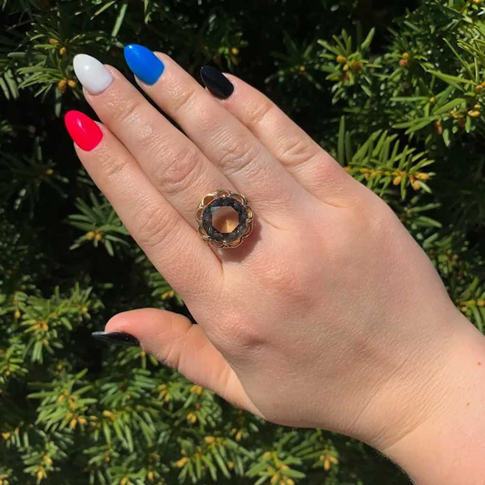 18K & 14K Rose Gold Hand Wrought Smoky Quartz Ring - image 7