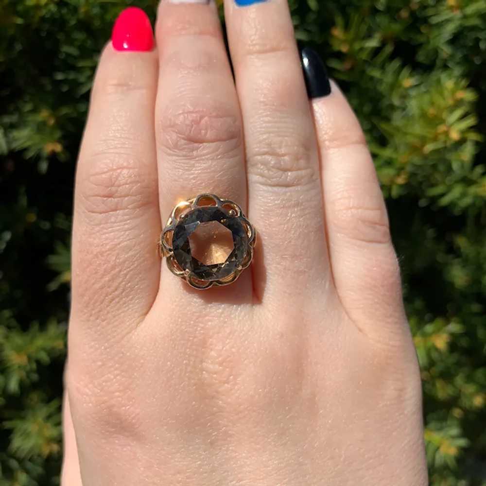 18K & 14K Rose Gold Hand Wrought Smoky Quartz Ring - image 8