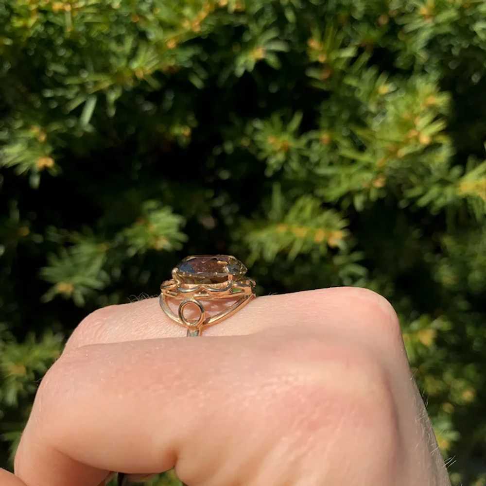 18K & 14K Rose Gold Hand Wrought Smoky Quartz Ring - image 9