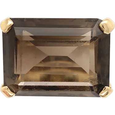 14K Mid Century Modern Smoky Quartz Ring - image 1