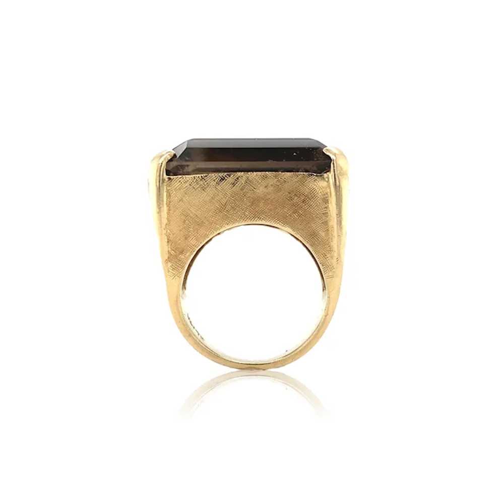 14K Mid Century Modern Smoky Quartz Ring - image 2