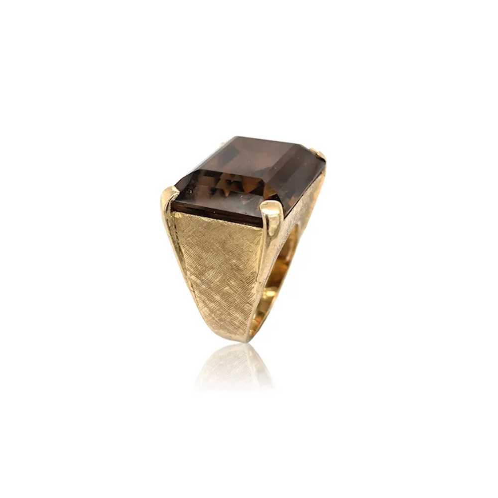 14K Mid Century Modern Smoky Quartz Ring - image 3