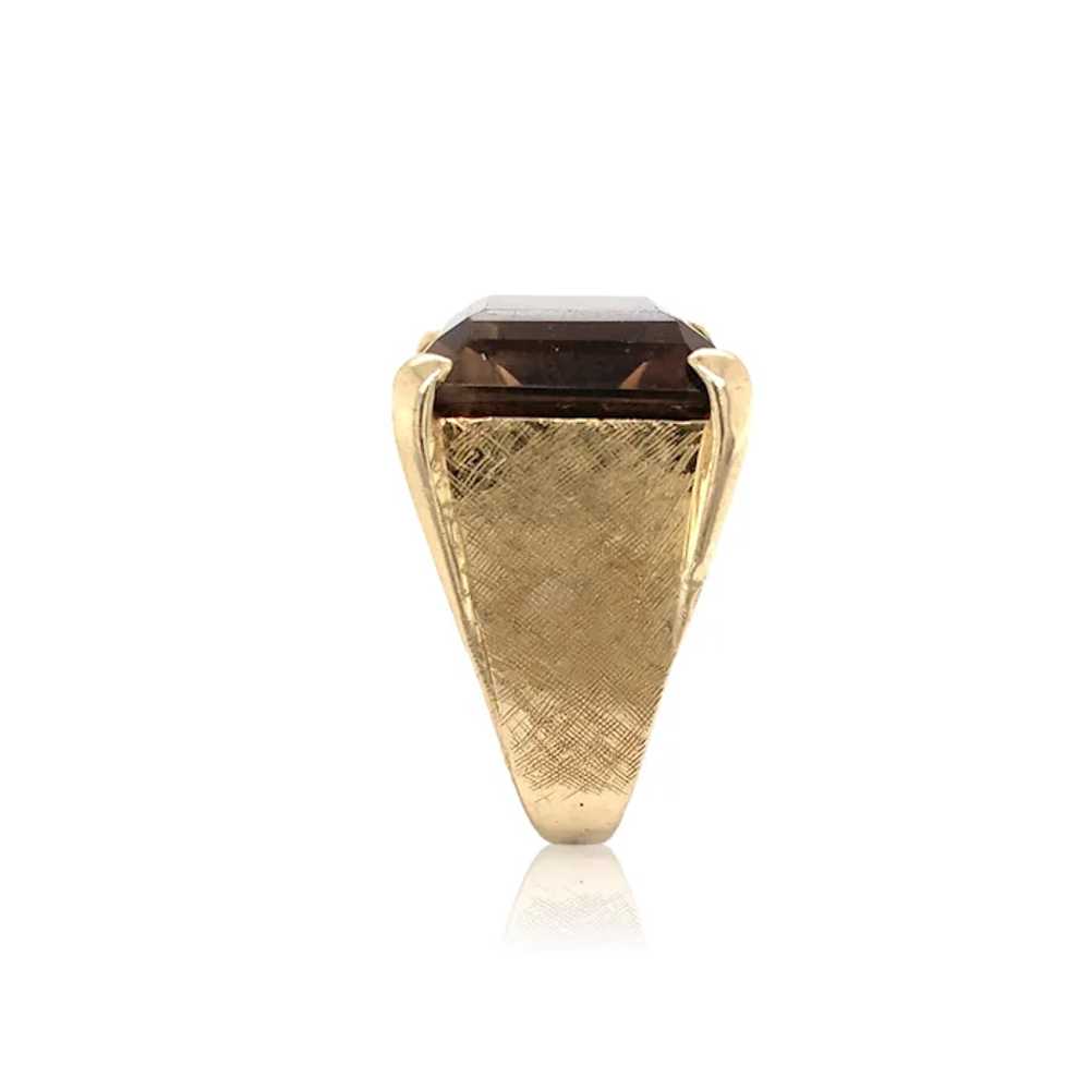 14K Mid Century Modern Smoky Quartz Ring - image 4