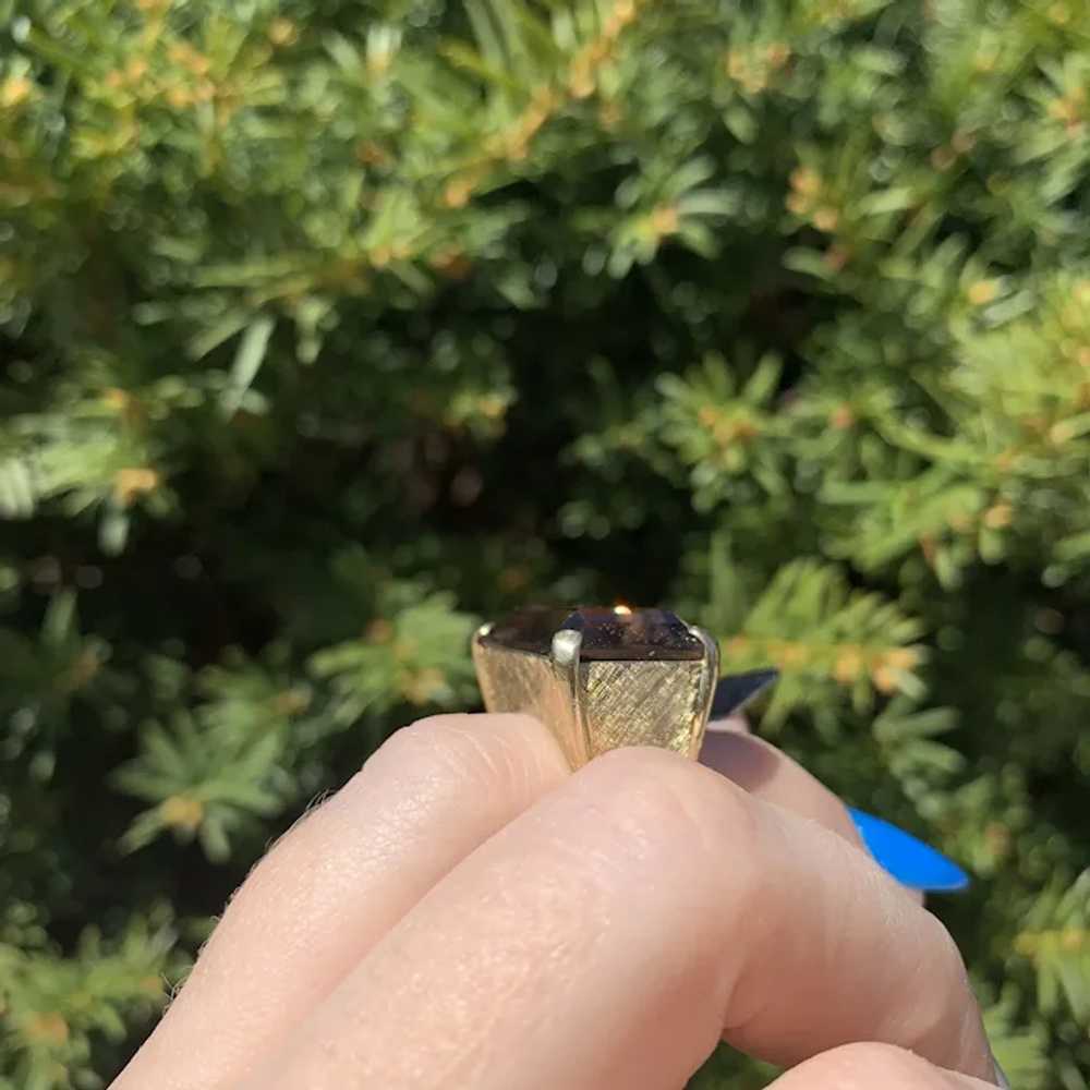 14K Mid Century Modern Smoky Quartz Ring - image 8