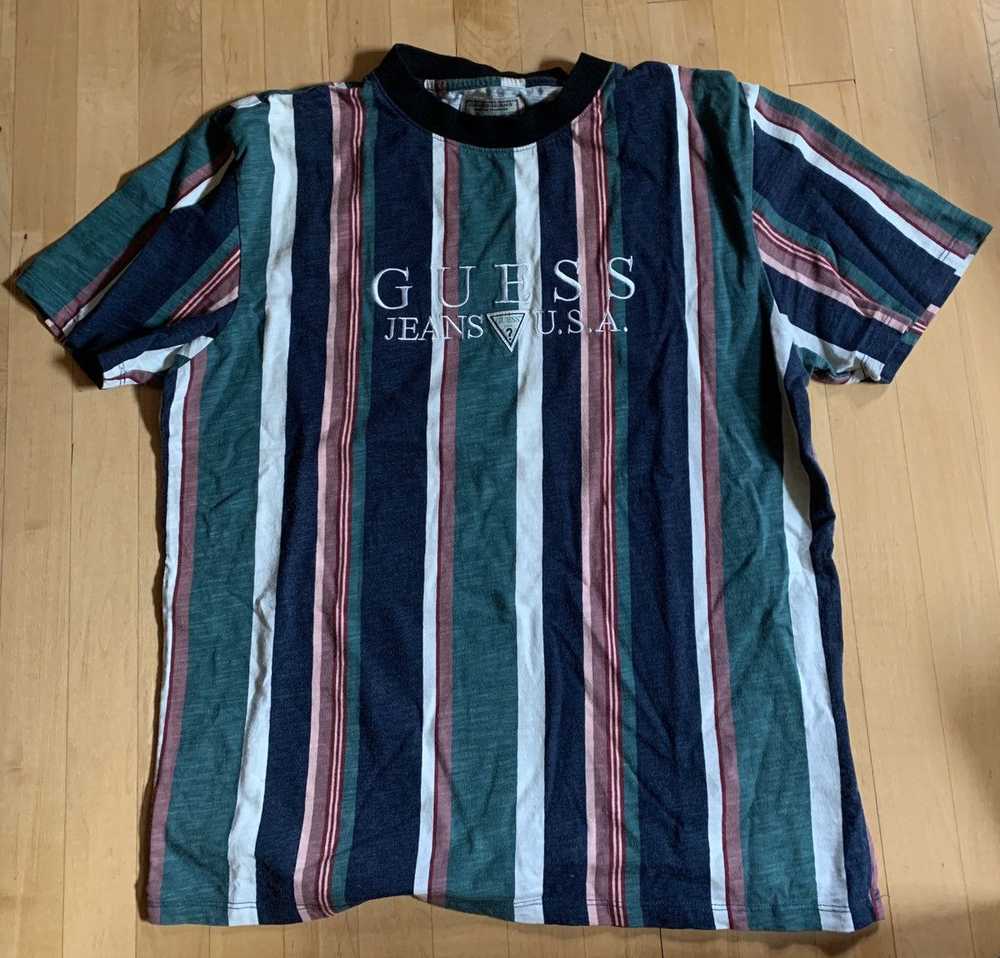 Virgil Abloh Signed Virgil Guess Striped T Shirt - image 3