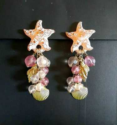 Miriam Haskell Style Dangle Drop Beaded Chandelie… - image 1