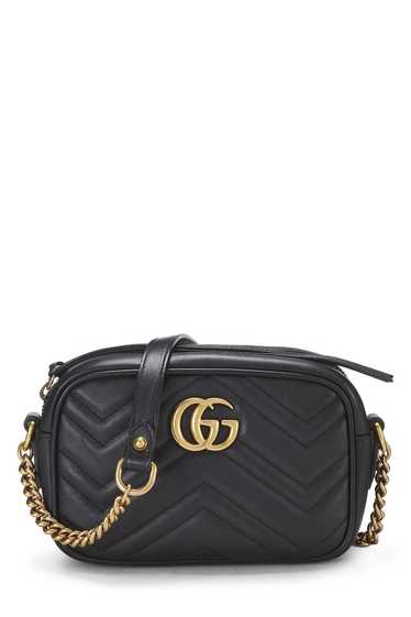 Black Leather GG Marmont Crossbody Small