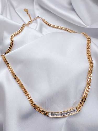 signed Christian Dior gold plated tennis necklace