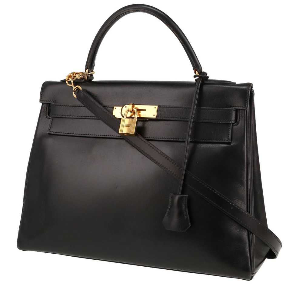 Hermès Kelly 32 cm handbag in black box leather C… - image 1