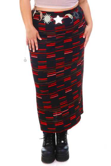 Vintage 90's Black & Red Striped Skirt - XL/2X/3X