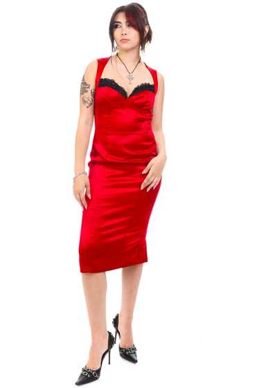 Vintage Y2K Scarlet Red Pin Up Dress - M