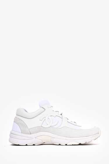 Pre-Loved Chanel™ White Leather/Suede Sneakers Siz