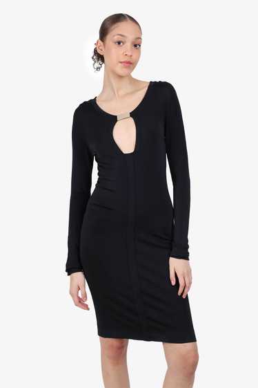 Gucci By Tom Ford Black Open Front Midi Dress Siz… - image 1
