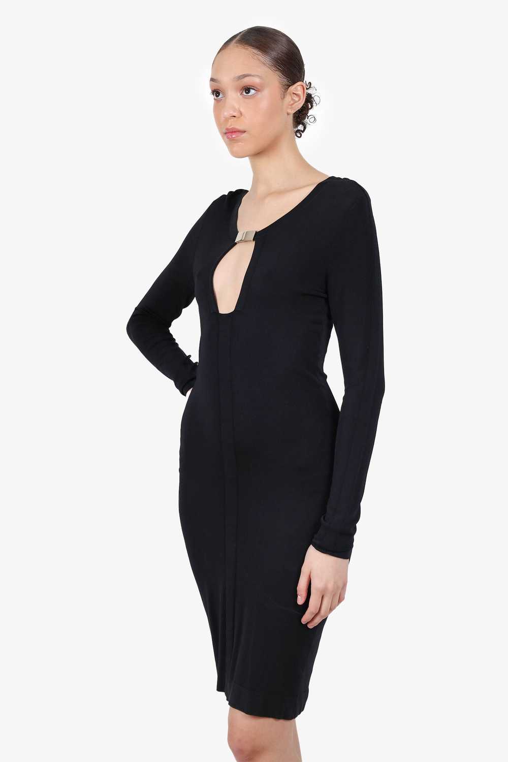 Gucci By Tom Ford Black Open Front Midi Dress Siz… - image 4
