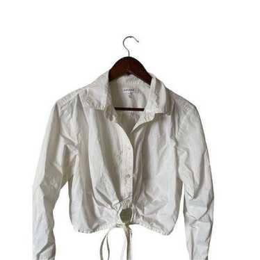 Frame Women's White Cutout Tie Waist Cotton Cropp… - image 1