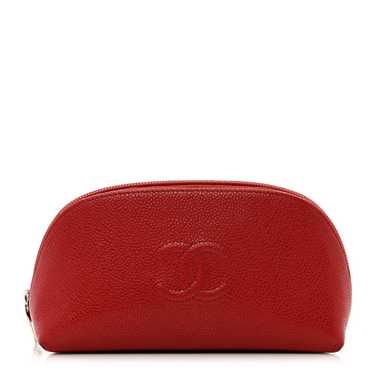 CHANEL Caviar Timeless CC Cosmetic Pouch Red