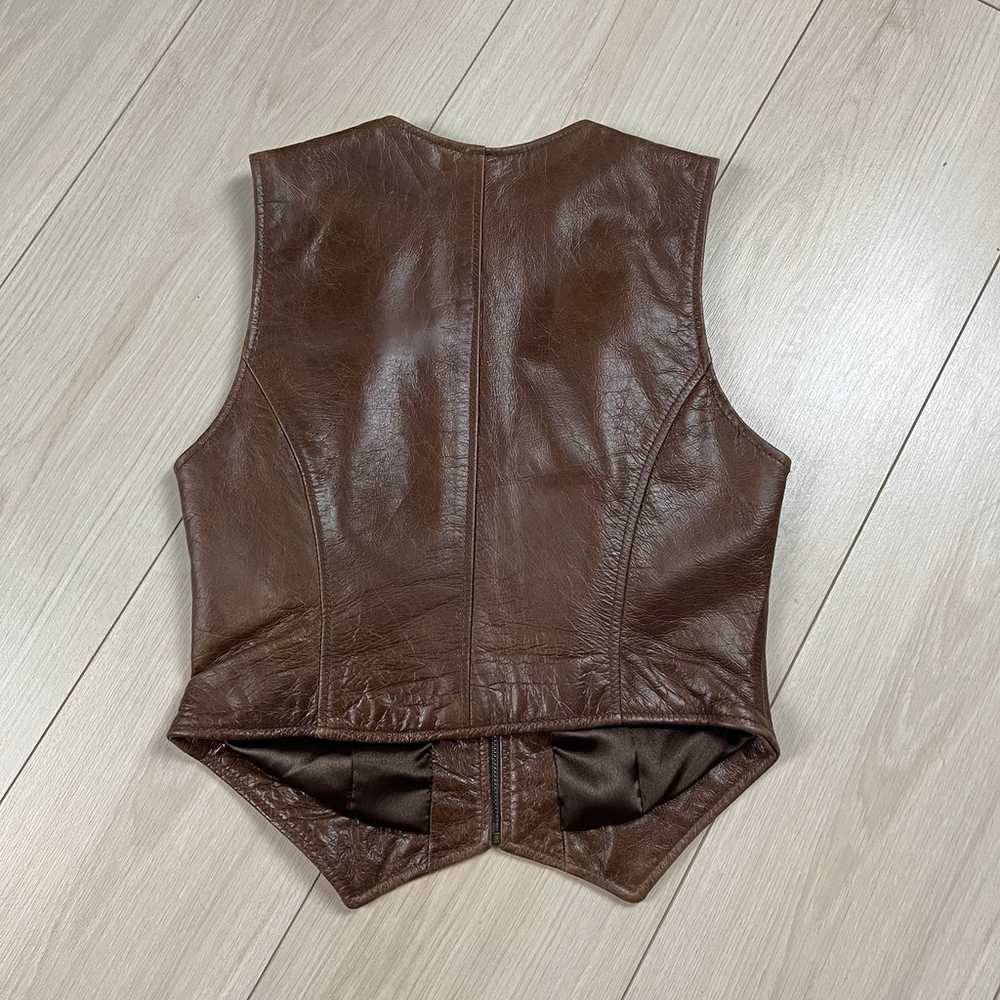 Vintage 80s 90s Brown Leather Vest - image 2