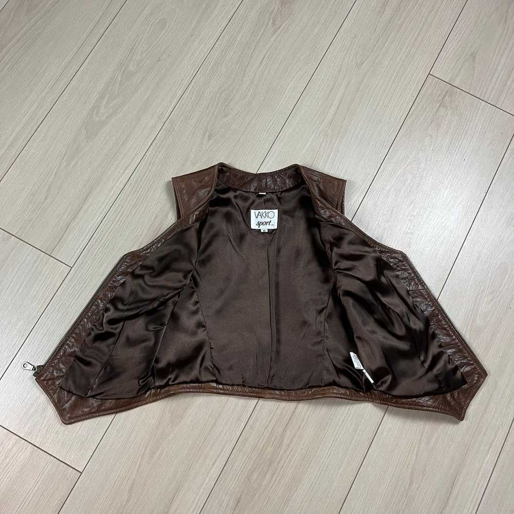 Vintage 80s 90s Brown Leather Vest - image 3