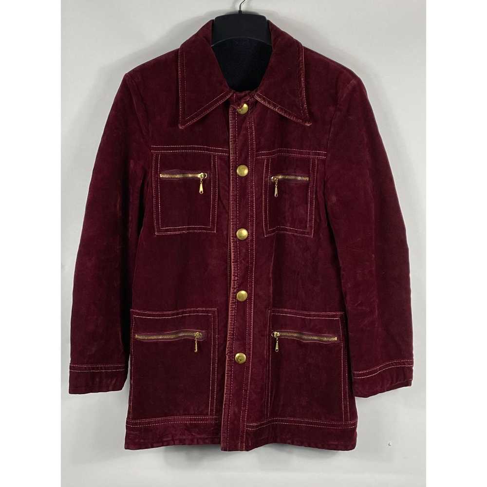 Other Vintage Burgundy Faux Suede Fleece Lined Sn… - image 1