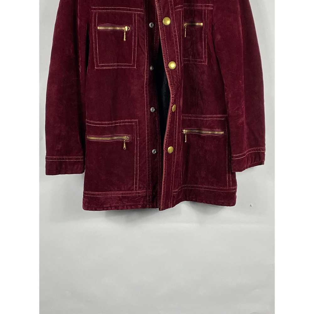 Other Vintage Burgundy Faux Suede Fleece Lined Sn… - image 4