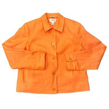 Talbots Women's Linen Jacket Bright Orange Size 10 - image 1