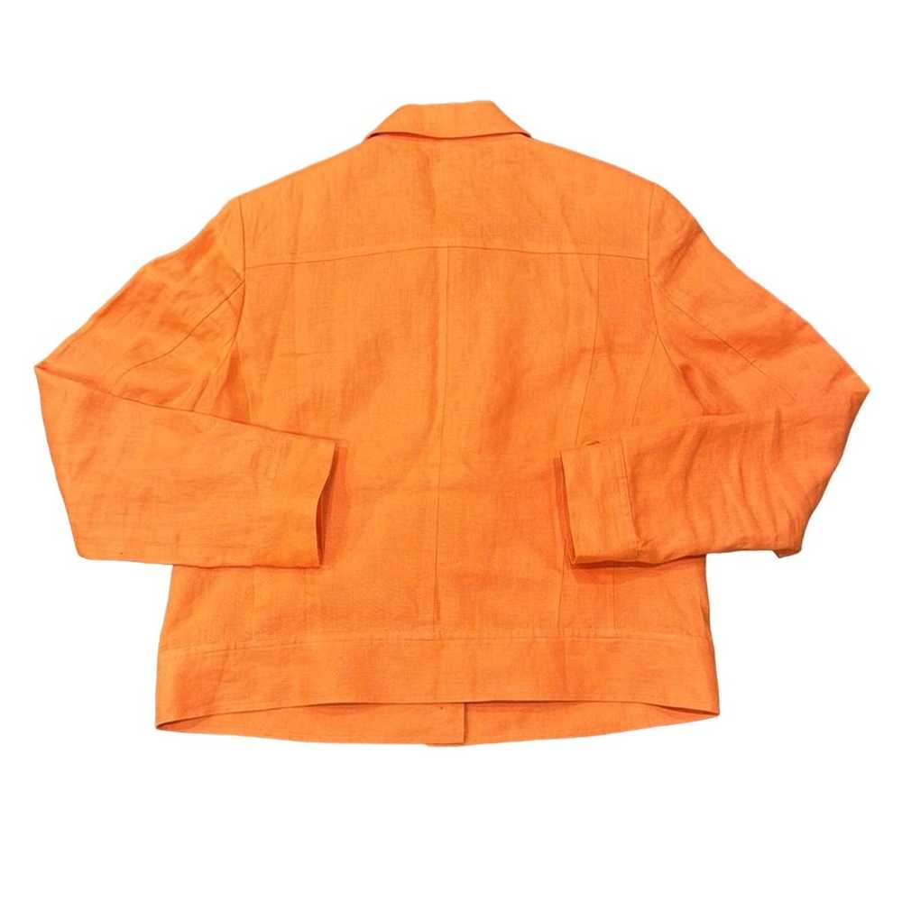 Talbots Women's Linen Jacket Bright Orange Size 10 - image 2