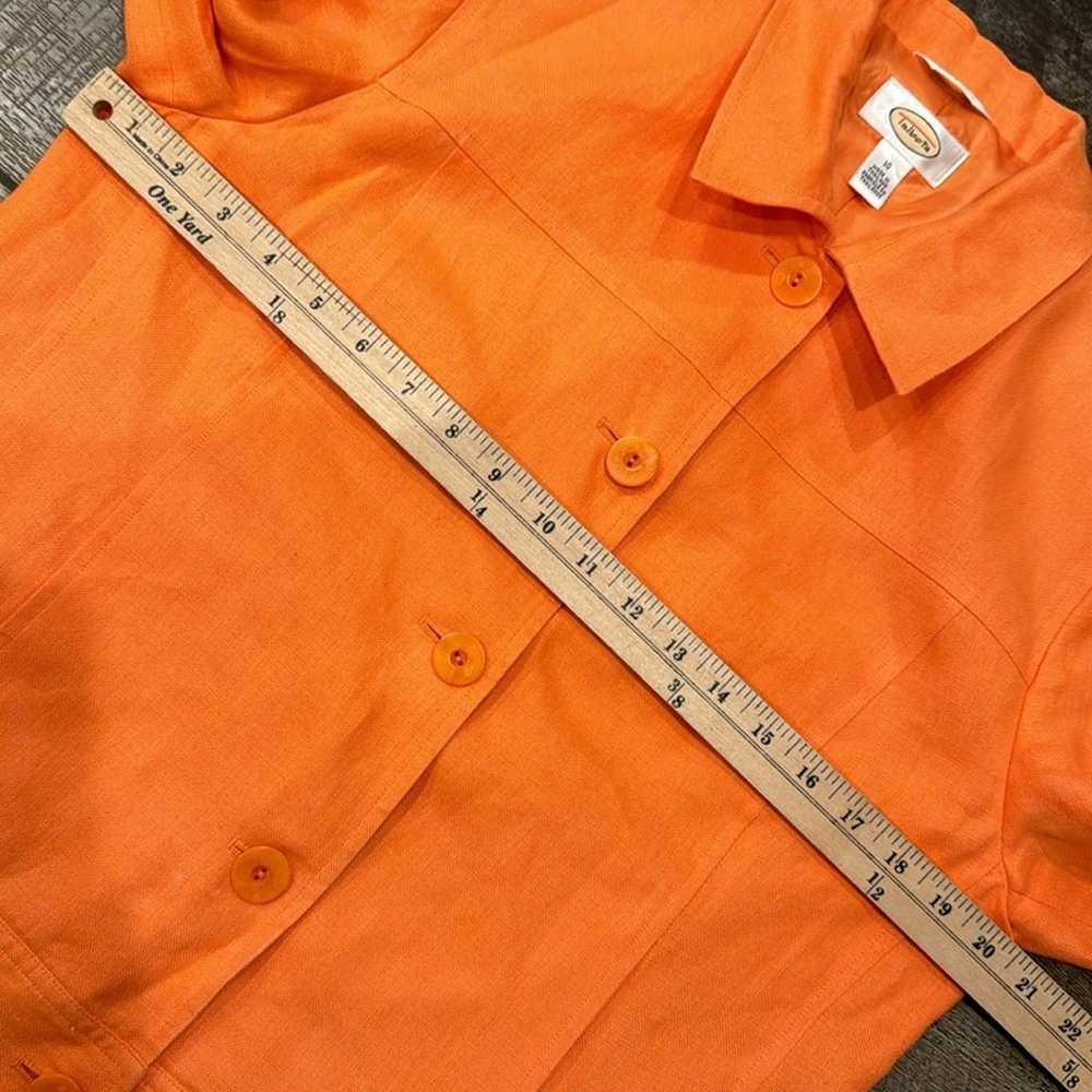 Talbots Women's Linen Jacket Bright Orange Size 10 - image 4
