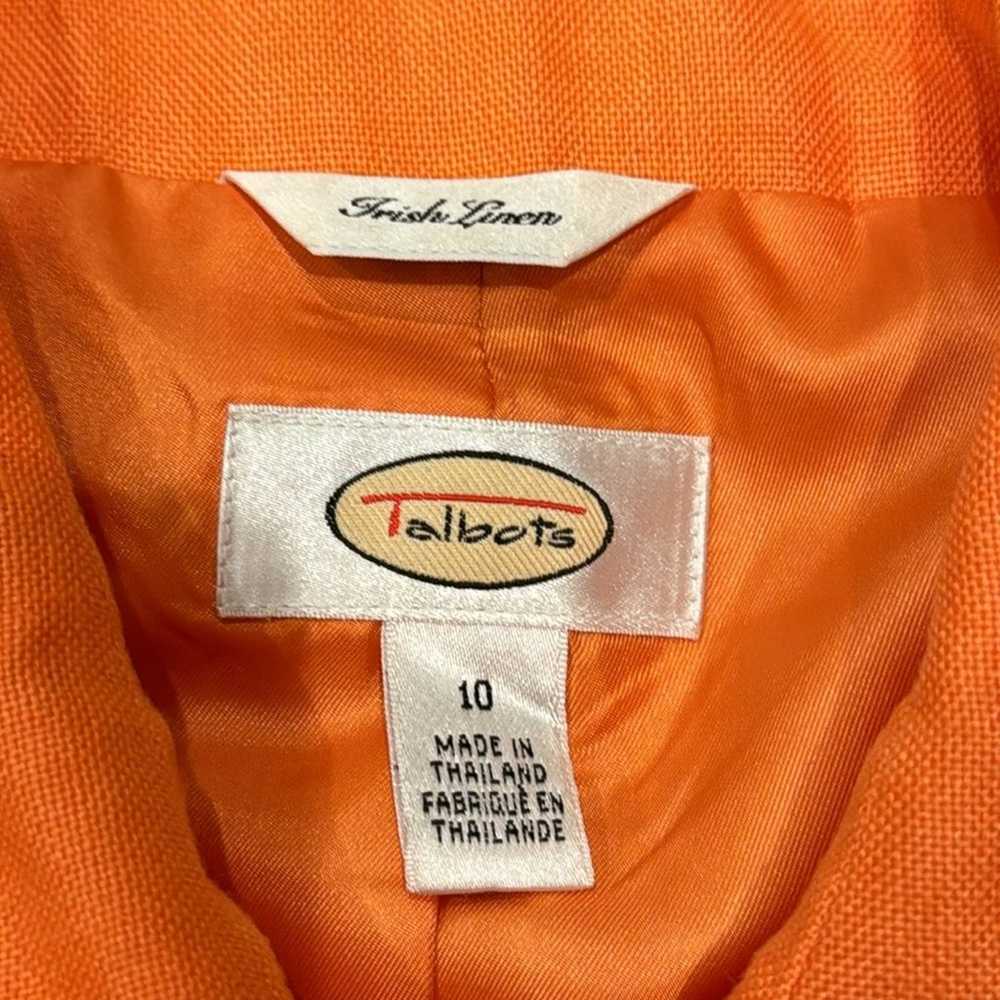 Talbots Women's Linen Jacket Bright Orange Size 10 - image 6