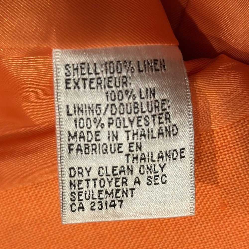 Talbots Women's Linen Jacket Bright Orange Size 10 - image 7