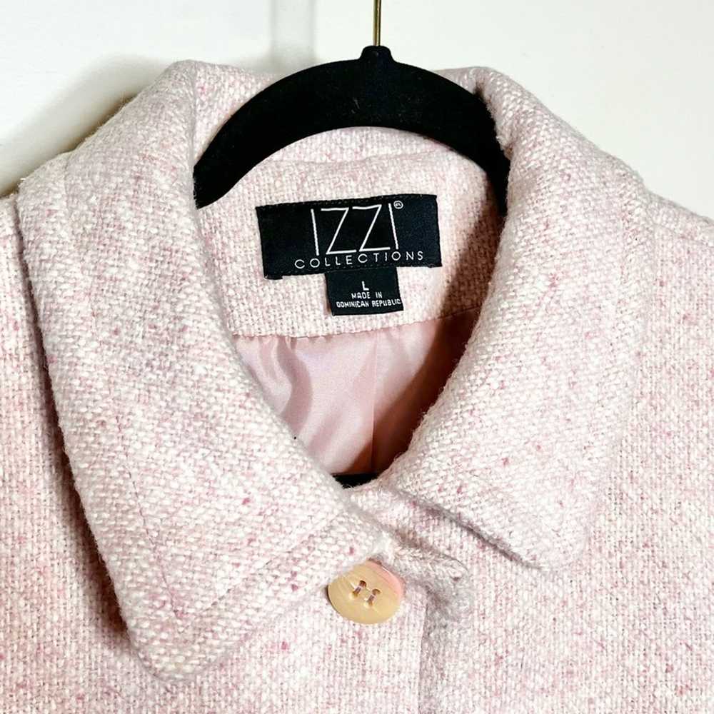 IZZI COLLECTION Pink tweed wool blend long coat S… - image 4
