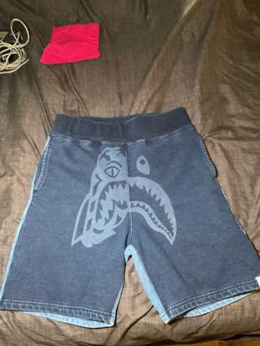 Bape Indigo Tiger Shark Sweat Shorts - image 1