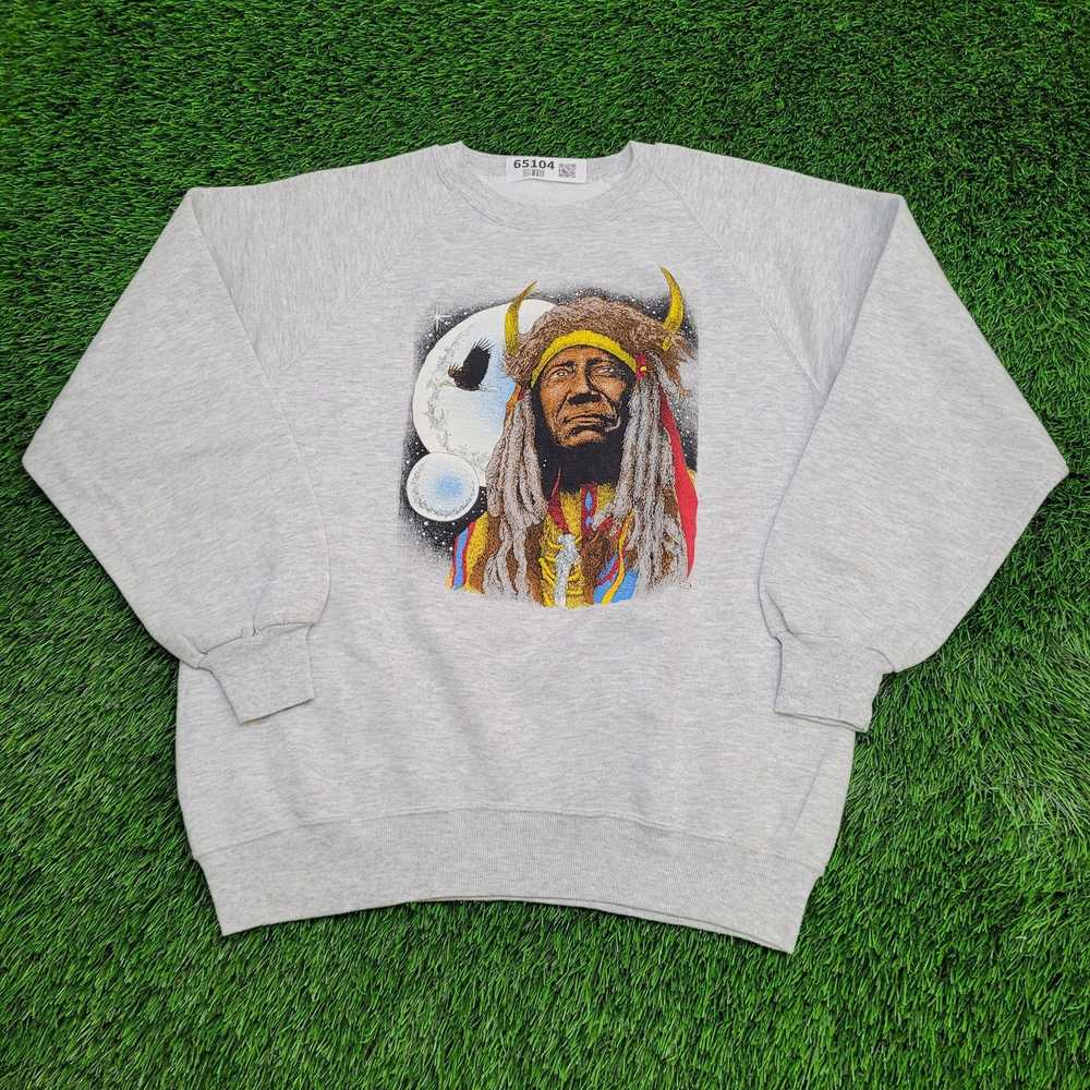 Other Vintage Native Indian Warrior Sweatshirt Me… - image 1