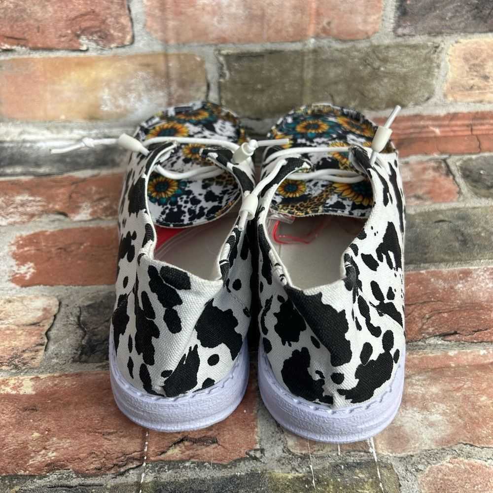 Brand Sunflower Cow Pattern Print Loafers Size 44… - image 4