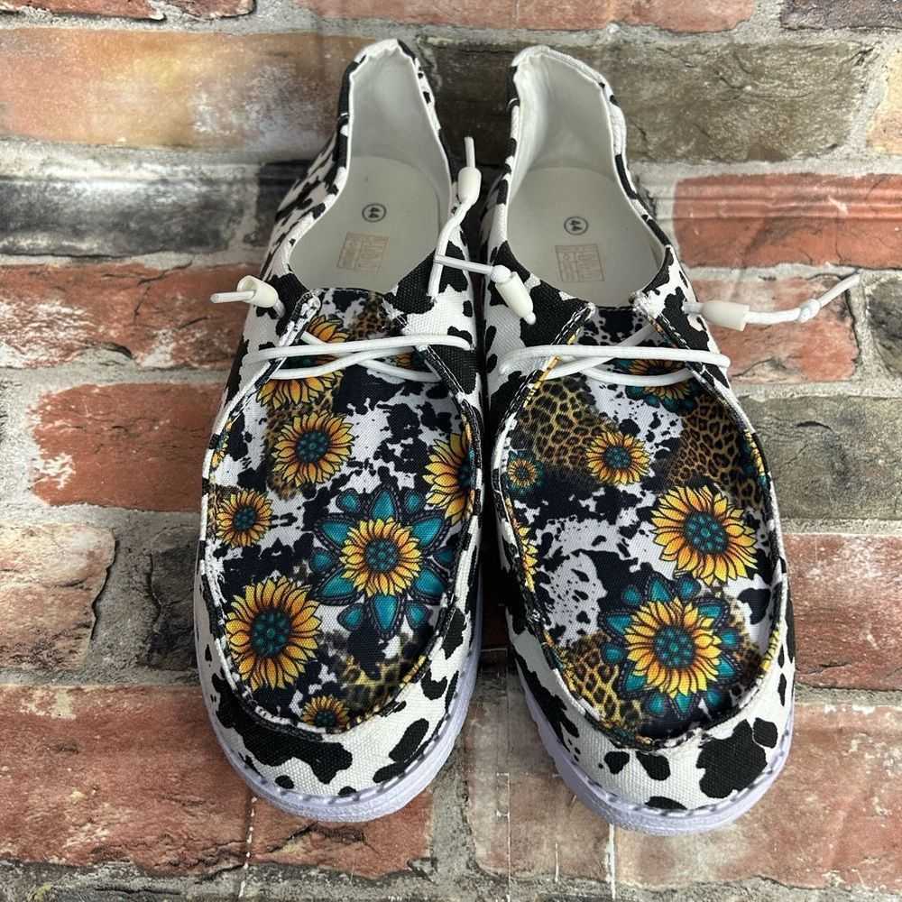 Brand Sunflower Cow Pattern Print Loafers Size 44… - image 5