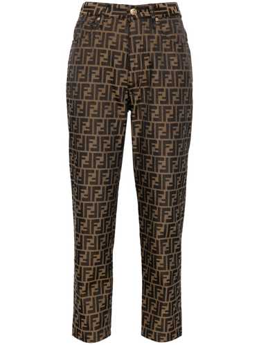 Fendi Pre-Owned Zucca-print cropped jeans - Brown - image 1