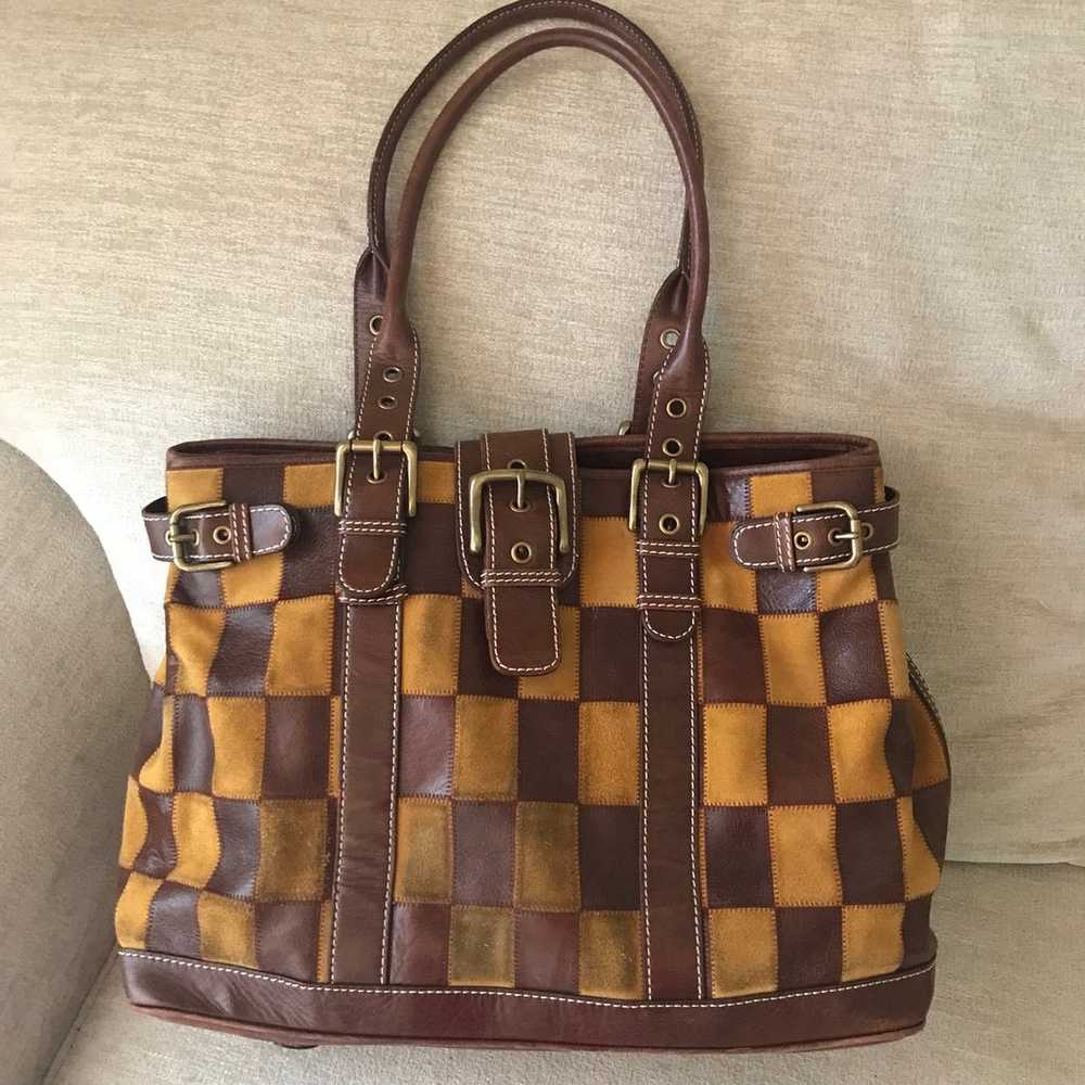 Woman’s Vintage Genuine Brown Leather/Suede Large… - image 1