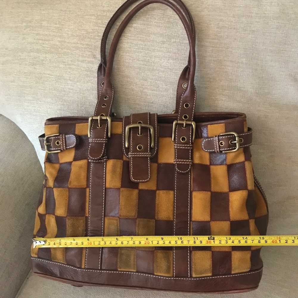 Woman’s Vintage Genuine Brown Leather/Suede Large… - image 2