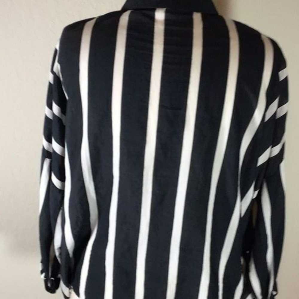 Topshop Blouse Navy White Wide Stripe Button Up B… - image 6