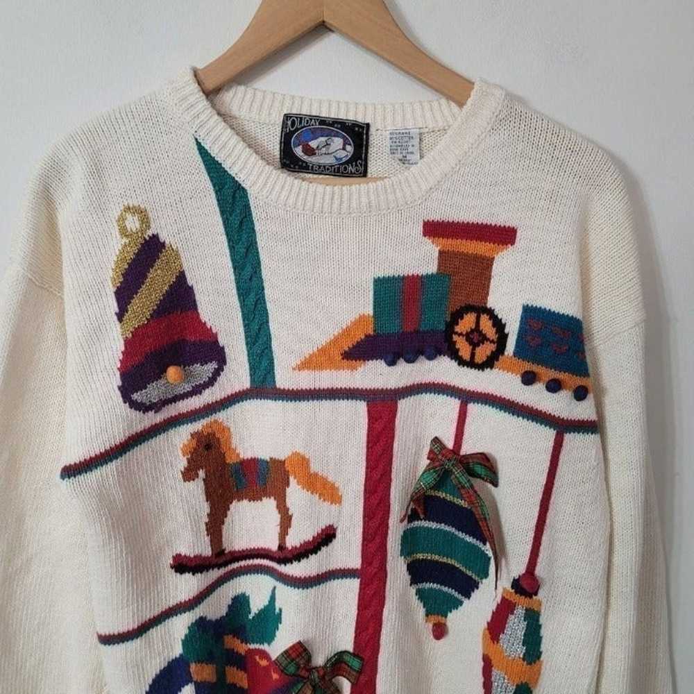 Vintage Holiday Traditions Cotton Blend Crewneck … - image 3