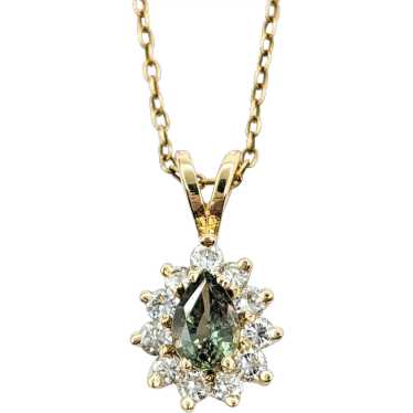 Alexandrite And Diamond Halo Pendant In Yellow Go… - image 1