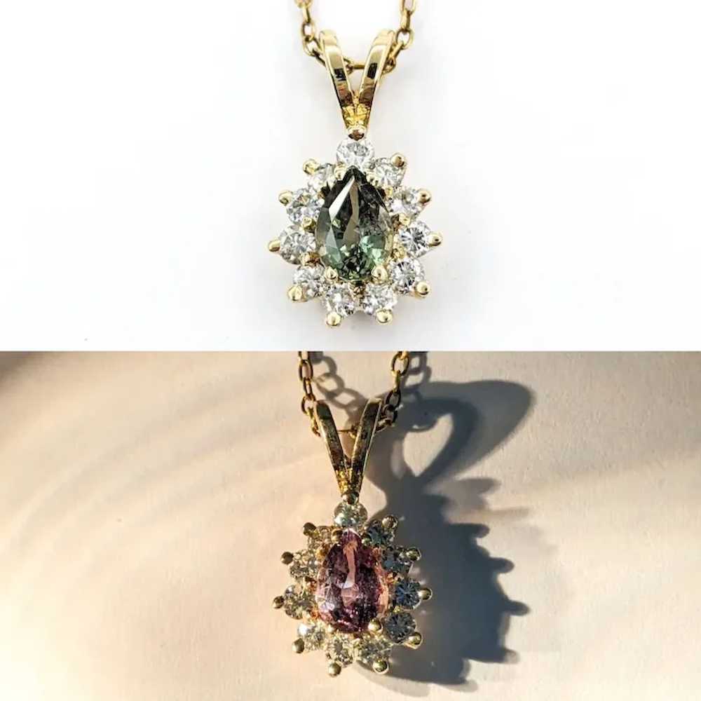 Alexandrite And Diamond Halo Pendant In Yellow Go… - image 2