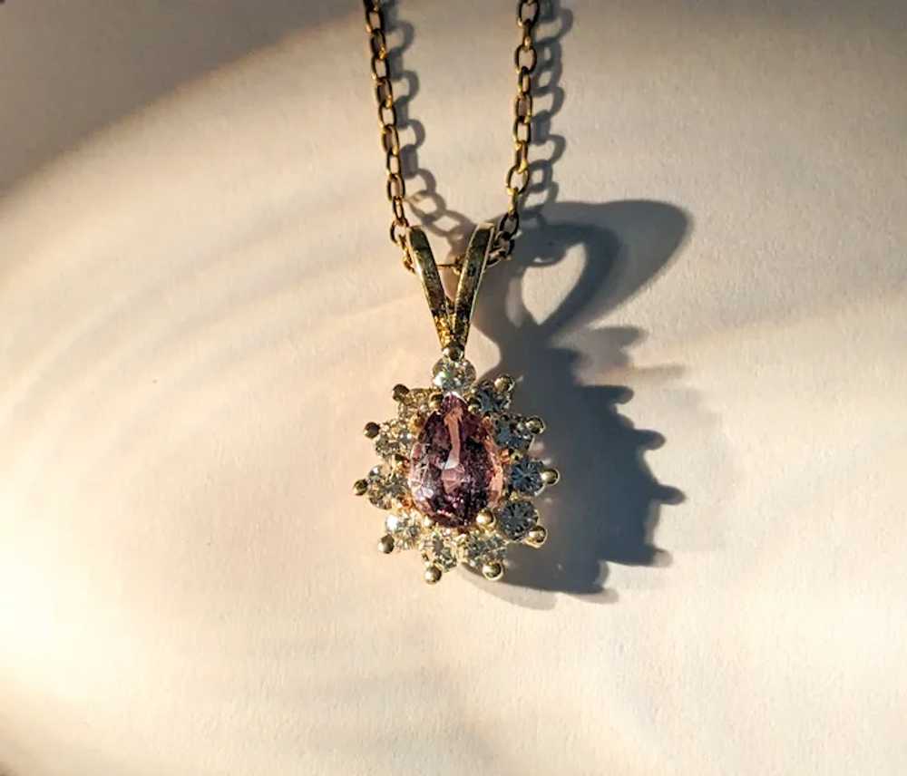 Alexandrite And Diamond Halo Pendant In Yellow Go… - image 3