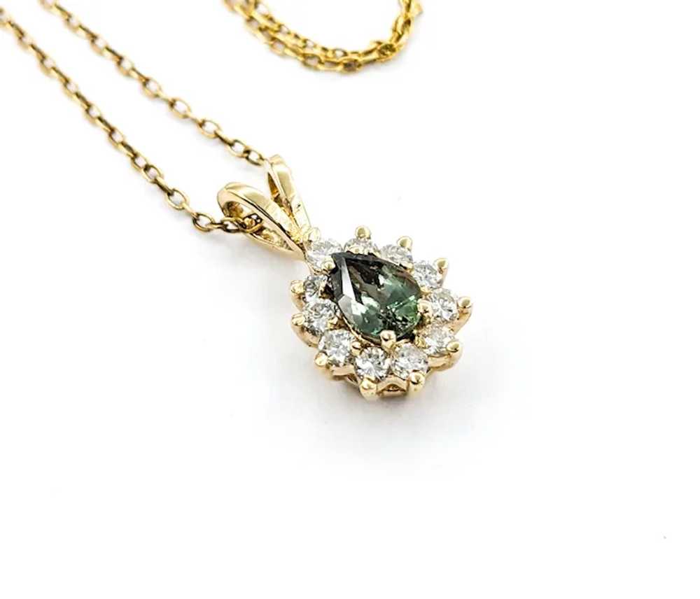 Alexandrite And Diamond Halo Pendant In Yellow Go… - image 5