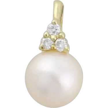 Pendant Only 14k Yellow Gold Saltwater Pearl and D