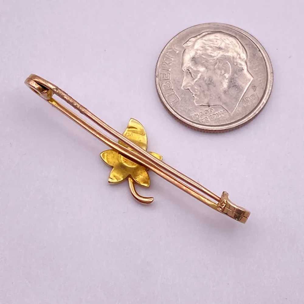 Edwardian Era Brooch Utility Pin 9K Gold Seed Pea… - image 2