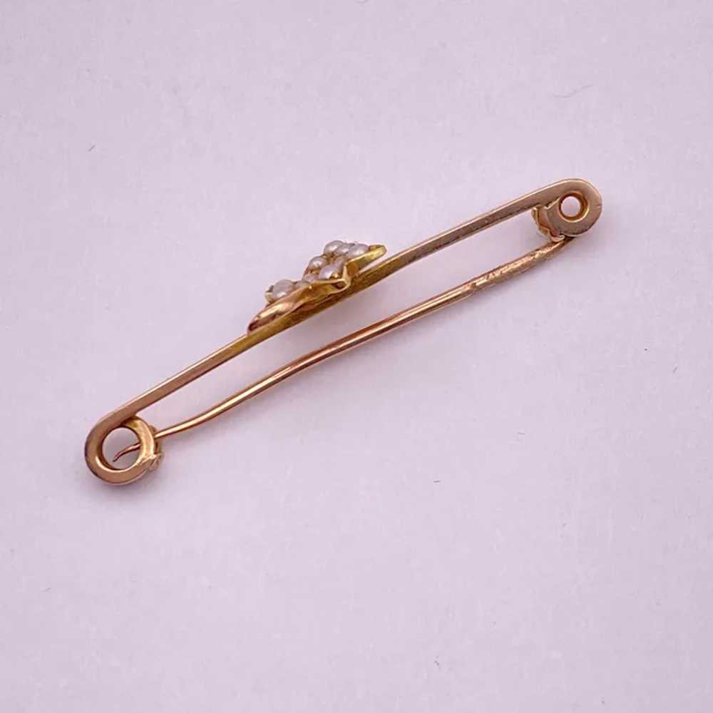 Edwardian Era Brooch Utility Pin 9K Gold Seed Pea… - image 3