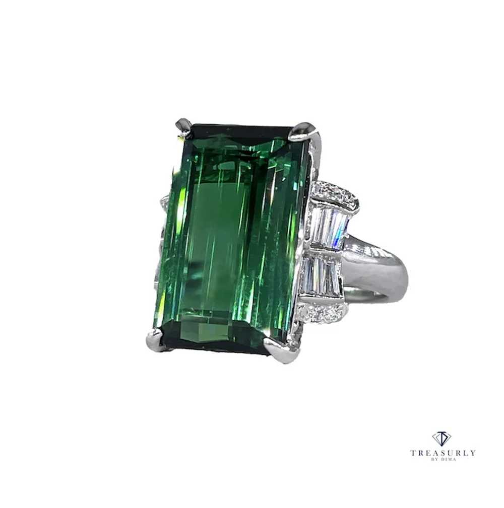 Original Art Deco GIA 12.18ctw Green Tourmaline D… - image 2